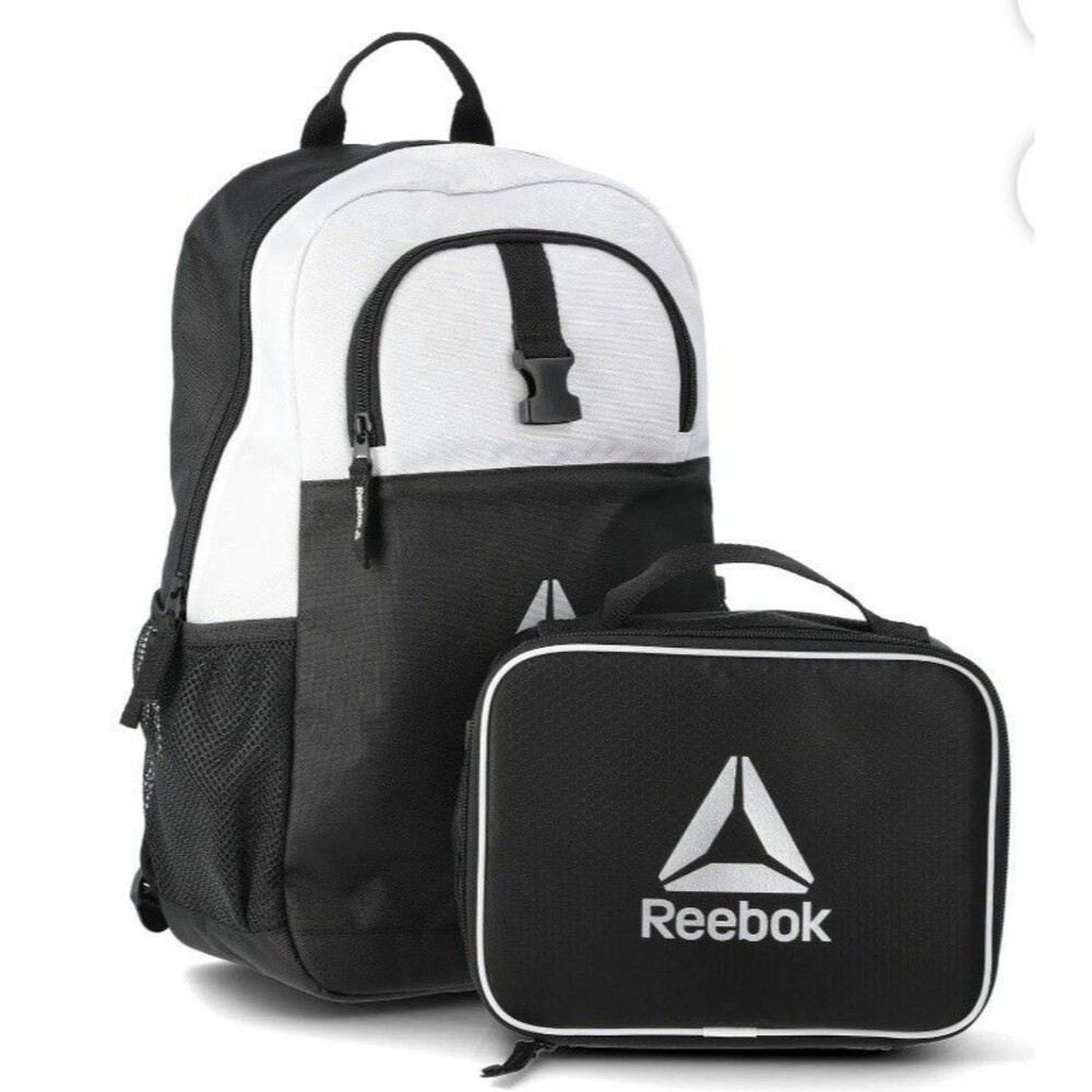 Reebok Boys' Maddox 17" Laptop Backpack and Lunch Box Set, Black